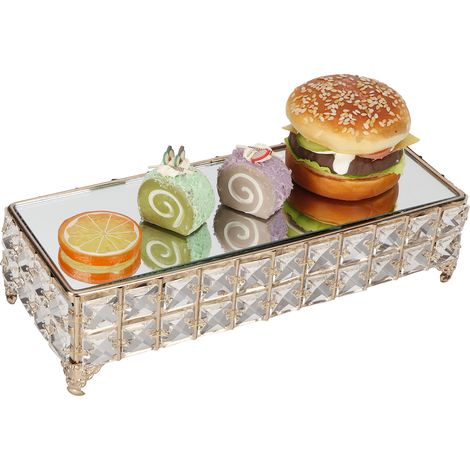 Présentoir à gâteaux, plateau en métal et cristal, table de desserts à plusieurs étages pour mariage, assiette à fruits en verre miroir (1/5)