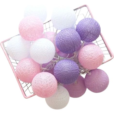 Guirlande lumineuse de boules de coton, 20 boules de coton LED, alimentée par piles, guirlande féérique de boules de coton de 3 cm, idéale pour la Saint-Valentin, les mariages, les fêtes et la décorat (1/5)