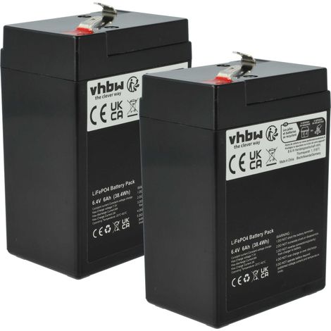 vhbw 2x Akku Bordbatterie für Wohnwagen, Boot, Camping, Wohnmobil (6 Ah, 6,4 V, LiFePO4)