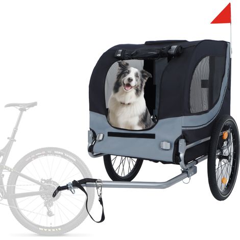 Hunde-Fahrradanhänger 40 kg, schwarz-grau, mit Sicherheitskupplung HAVRYA (1/5)