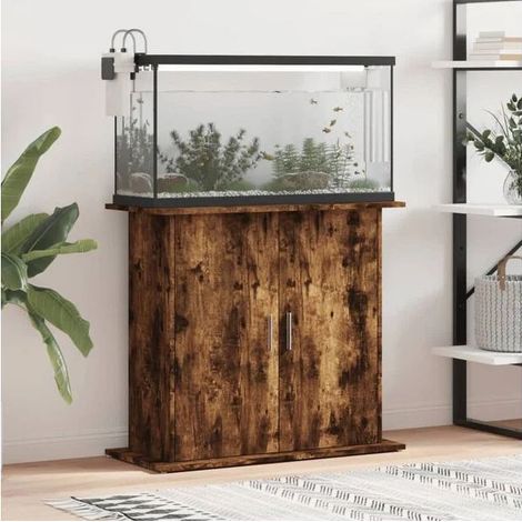 Support pour aquarium en chêne fumé, 81 x 36 x 73 cm, bois composite (1/4)