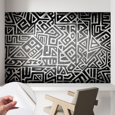 Papier peint adhésif décoratif avec colle pour salon chambre et bureau Installation rapide Labyrinthe géométrique 104x70 cm (1/5)