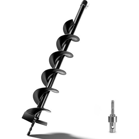 Erdbohrer ⌀100mm, Erdbohrer für Bohrmaschine mit SDS-PLUS Adapter, Erdlochbohrer für Bohrhämmer mit 80 cm Länge Erdlochbohrer für Benzin-Erdbohrgeräten, Elektro-Erdbohrgeräten, SDS-PLUS-Bohrhämmern