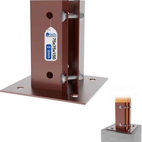 Réglable Support de Poteau e à Boulonner 75 x 75 mm Marron Support de Base Pour Poteau