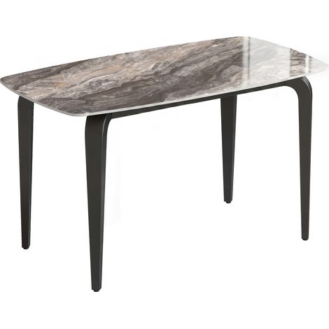Celveraen Table à manger pierre frittée 130 cm brun noir (1/5)