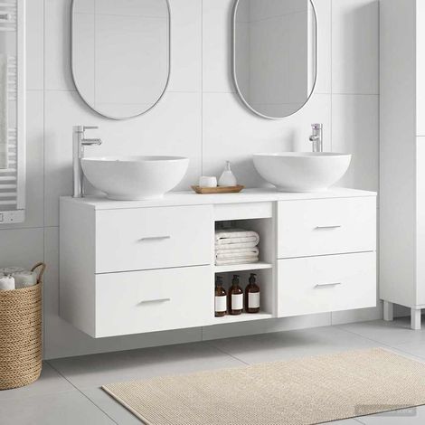 vidaXL Bathroom Furniture Set 3 pcs White 129 x 44.5 x 80 cm (1/5)