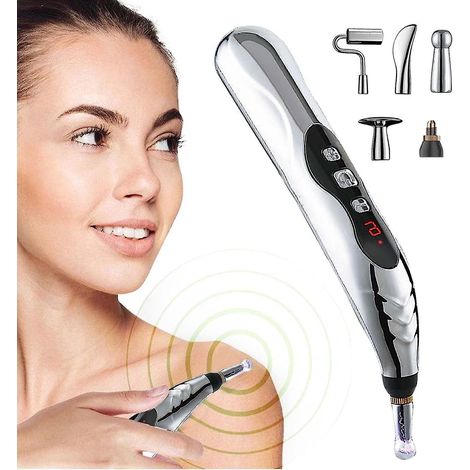 Stylo d'acupuncture, thérapie électronique contre la douleur, stylo de massage par impulsions énergétiques des méridiens, 5 en 1 USB (1/5)