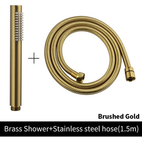 (Ensemble complet BG) Pommeau de douche à main en laiton brossé doré, douchette de douche à main nickelée, douchette de bain noire mate or rose chromée (1/5)