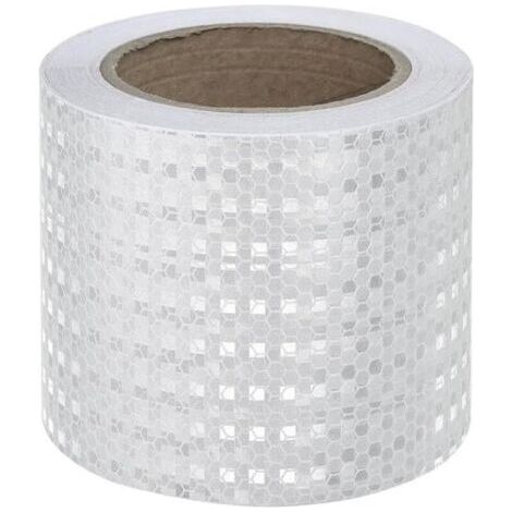 Réfléchissant Blanc, 10 cm x 10 m, Bandes D'avertissement de Sécurité Réfléchissantes, Autocollants Auto-adhésifs pour Voiture, Camion, Moto, Bateau, Vélo, Remorque (1/4)
