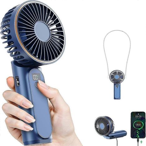 Ventilateur portable, batterie 4000 mAh, orientable à 180°, 6 vitesses de ventilation, affichage du niveau de batterie en temps réel. (1/5)