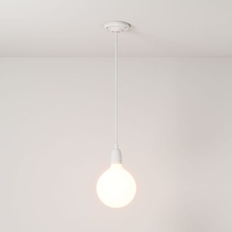 creative cables - Lampada a sospensione Made in Italy completa di cavo tessile e finiture in porcellana colorata