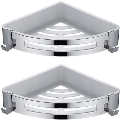 Triangle,2 Pièces Etagère De Douche D'Angle, Serviteur De Douche Sans Percage, Antirouille Pour Panier Rangement Douche Accessoire Salle De Bain Porte Savon Shampooing-Chrom (1/5)