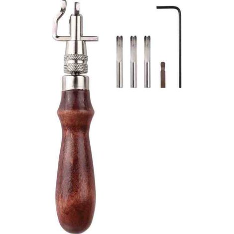 Ensemble de 5 outils de fente de couture en cuir, outils de couture en cuir, outils de maroquinerie, outils de biseautage en cuir, outils de fente en cuir (1/5)