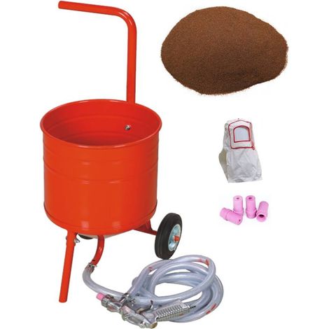 Sableuse Aérogommeuse mobile sur Roulettes 31,50L 50lb 23kg + Sac 20kg Abrasif Garnet 120A+ (1/2)