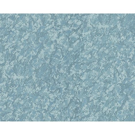Unicolour wallpaper wall EDEM 9076-29 non-woven wallpaper embossed with decorative render look and metallic effect blue turquoise 10.65 m2 (114 ft2) (1/4)
