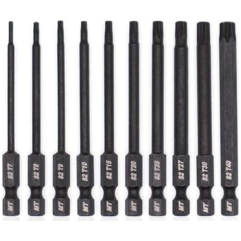Jeu d'embouts Torx pour tournevis, perceuses et clés à chocs, résistant à la température, traitement thermique avancé, revêtement phosphaté, 8 cm, 10 pièces