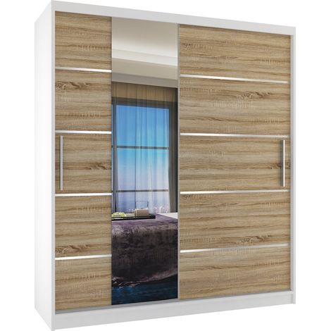 Schiebeschrank Belini 133 cm Mit Schubladen mit Spiegel eiche wotan eiche sonoma Hersteller (1/3)