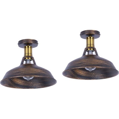 (2X) Lampe De Plafond Rétro Luminaire Plafonnier D'Intérieur Vintage E27 Plafonnier En Fer Métallique Pour Chambre À Coucher, Restaurant (1/5)