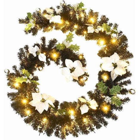Christmas Garland with LED Lights Black 2,7 m PVC vidaXL