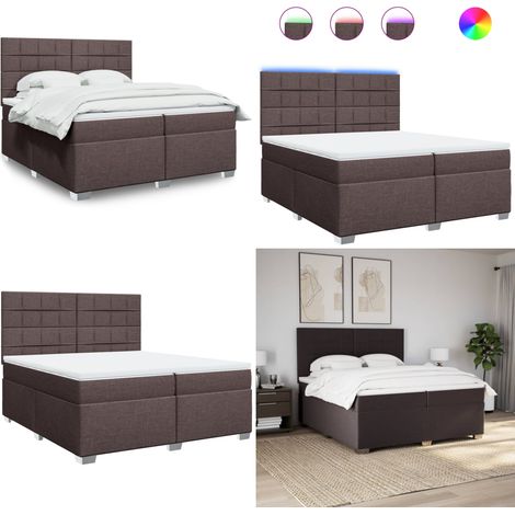 Sommier à lattes de lit avec matelas Marron foncé 200x200 cm - Sommier à lattes - Matelas ensaché (1/5)