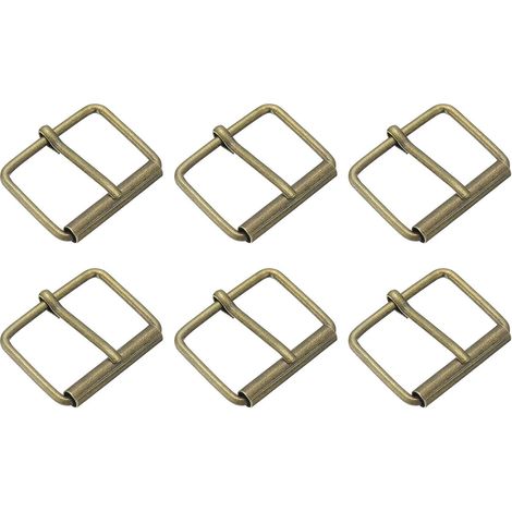 sourcing map Rouleau Boucles, 6pcs 35x25mm(1.38"x0.98") 3mm Épais Polyvalent Métal Adjustable Ceinture Stylo Boucle pour Sacs Courroie Main DIY, Bronze Ton