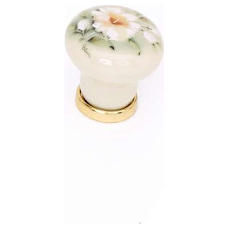 Pomolo margherita in porcellana finitura oro/bianco 29 mm