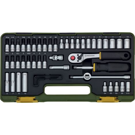 Serie di chiavi a bussola da 1/4" con cricchetto 50 pezzi Proxxon 23280