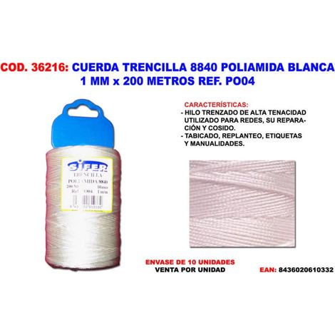 Corda Treccia 8840 Poliammide Bianca 1 mm x 200 Metri