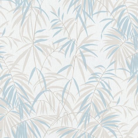 Papier peint intissé fleuri blanc turquoise beige – Résistant à la lumière – Pour cuisine, chambre et salle de bain – Application facile sans trempage – Bricoflor (1/10)
