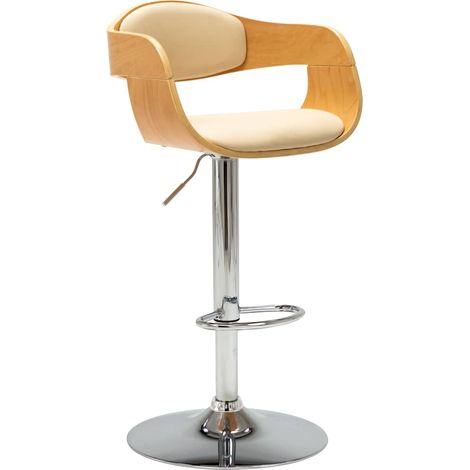 vidaXL Tabouret de bar Crème Bois courbé et similicuir (1/5)