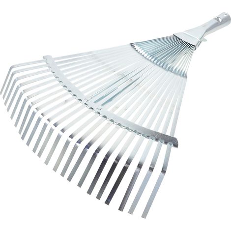 Râteau à feuilles télescopique acier carbone, argenté, tête réglable 29‑46cm, pour jardin et cour (1/5)