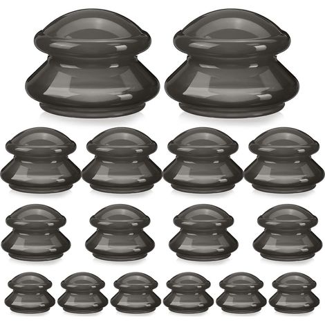 16 ventouses anti-cellulite (4 tailles) - Kit de ventouses en silicone pour massage par ventouses sous vide - Appareil professionnel pour le visage, les bras et les jambesyu-AquaForge (1/5)