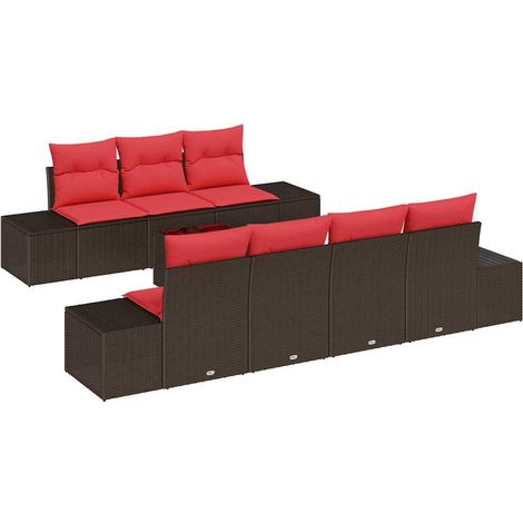 Sofa Set with Cushion 8 pcs Brown Poly Rattan vidaXL