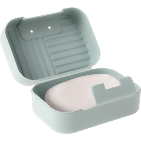 Plateau de savon en plastique de voyage portable pour douche, salle de bains, évier de cuisine, camping, randonnée, gymnase en plein air (vert, 11 7.5 5cm) (1/5)