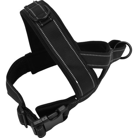 Harnais anti-traction pour chien, confortable, portable, en nylon, réglable, pour la promenade et l'éducation canine, noir, taille S (1/5)
