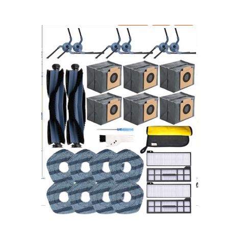 Kit de repuestos para el robot aspirador EUFY X10 PRO, juego de 29 piezas (2 cepillos de rodillo principales + 6 cepillos laterales + 4 filtros + 8 almohadillas de fregona + 6 bolsas para el polvo + 1 (1/5)