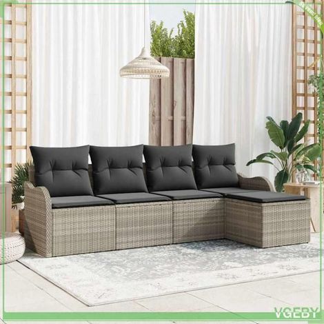Ensemble canapé de jardin - FAFEICY - 3345662 - Gris clair - Polyrotin - Modulaire (5 places) (1/5)