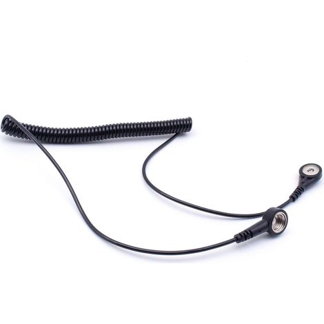 Quadrios GmbH ESD - Cavo di messa a terra, 10 mm con bottone automatico su 4 mm, cavo a spirale 1,8 m, accessorio antistatico professionale (conforme alla norma EN 61340-5-1) (1/4)