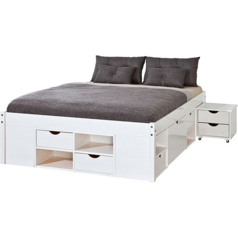 Lit Multi-Rangements "Clark" 160x200cm Blanc (1/5)