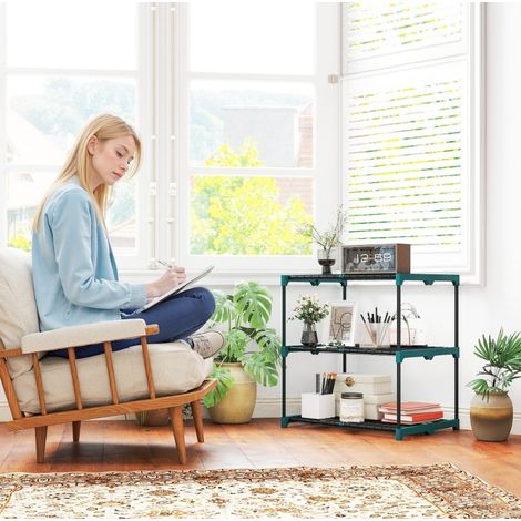 Porte-plantes 3 niveaux en acier, 72 cm, vert foncé OKMYHOME (1/5)
