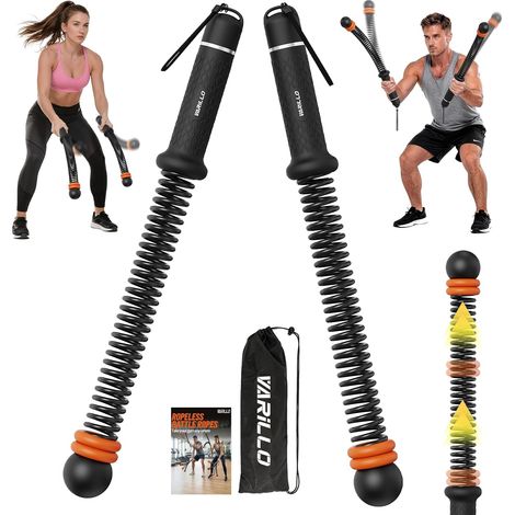 Cordes de combat portables sans corde, poids réglables et sans fil pour salle de sport à domicile avec sac de rangement, équipement d'exercice lesté pour entraînement à faible impact, force et HIIT (1/5)