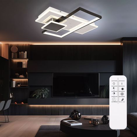 Plafoniera soggiorno plafoniera sala da pranzo lampada camera da letto, metallo alluminio bianco nero, telecomando dimmerabile CCT, LED 40W 2100Lm 2700-6500K, L 50 cm