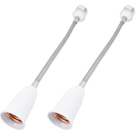2 x adaptateurs de culot E27, adaptateur de rallonge flexible à bras de cygne pour ampoule allongeante, ajustement de la lumière, 28 cm (1/5)