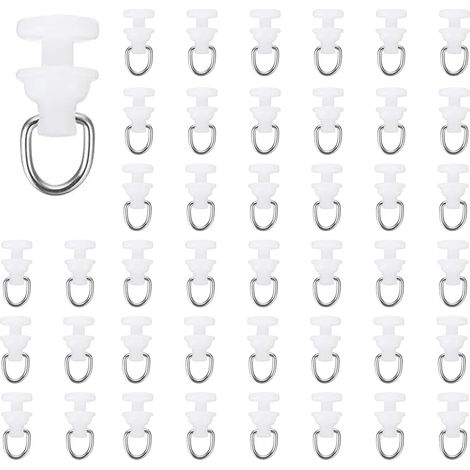 100 Pièces Crochet Rideau Rail, Glisseur Rail Rideau en Plastique et Métal pour Fenêtre et Douche, Roulette Rideau Pergola et Tonnelle, Patins Coulissants Blancs, Longueur 25mm (1/5)