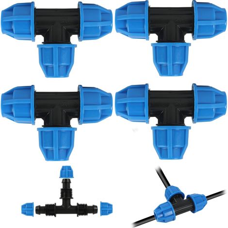 Pack de 4 Raccords en T pour Tuyaux d'Eau 20mm x 20mm x 20mm - Raccord de Compression PN16, Connecteurs Compatibles avec Tuyaux PE80 et PE100, Certifiés pour Eau Potable (1/5)