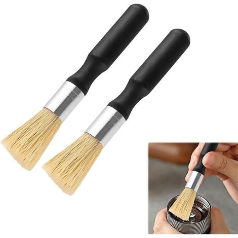 2-teiliges Barista- und Kaffeemaschinenbürsten-Set, Schwarz, zur gründlichen Reinigung von Espressomaschinen, Siebträgern und Kaffeemühlen, Naturborsten (1/5)