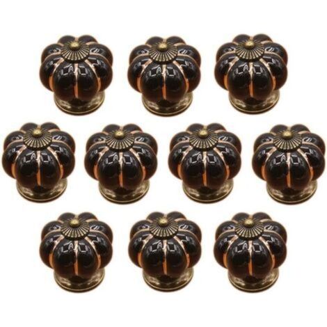 10 x Boutons de tiroir en céramique bouton de meuble forme citrouille pour tiroirs et placards de cuisine,Poignée de forme de potiron en céramique bouton commode armoire de cuisine placard tiroir poig (1/5)