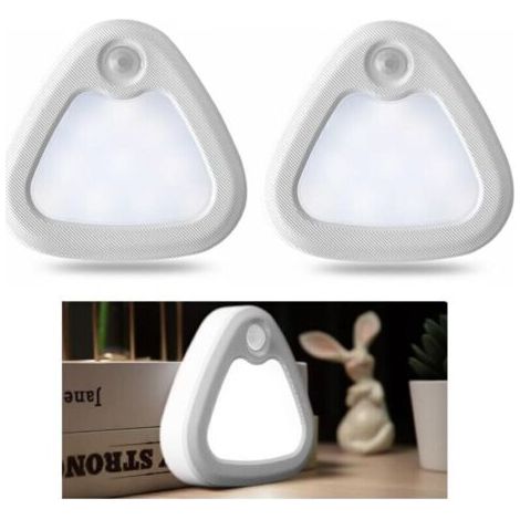 Veilleuse LED avec détecteur de mouvement, éclairage intérieur activé par le mouvement, lampe LED sans fil à piles, base magnétique, lumière LED blanche (lot de 2) (1/4)