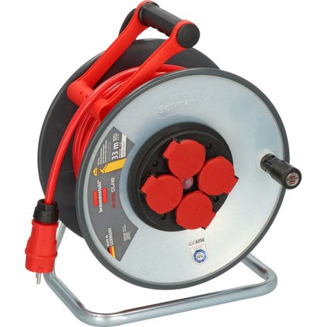 Brennenstuhl Professional SteelCore Avvolgicavo SC 3210 IP44 (33 m H07BQ-F 3G2,5, corpo avvolgicavo in lamiera d'acciaio, utilizzo in cantiere e uso esterno permanente, Made in Germany)