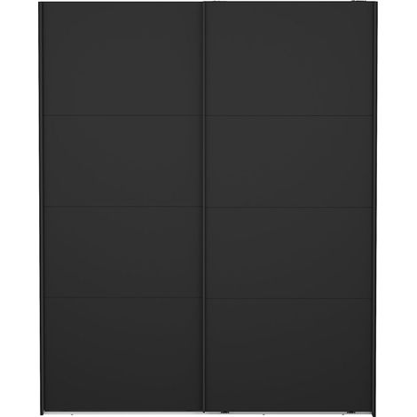 Catania Kleiderschrank 221x179x65cm, 2 Schiebetüren matt schwarz. (1/5)